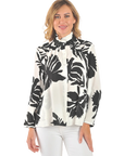 Victoria Printed Blouse Black - Front View