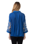 Kyla Eyelet Blouse Vertical Blue - Back View