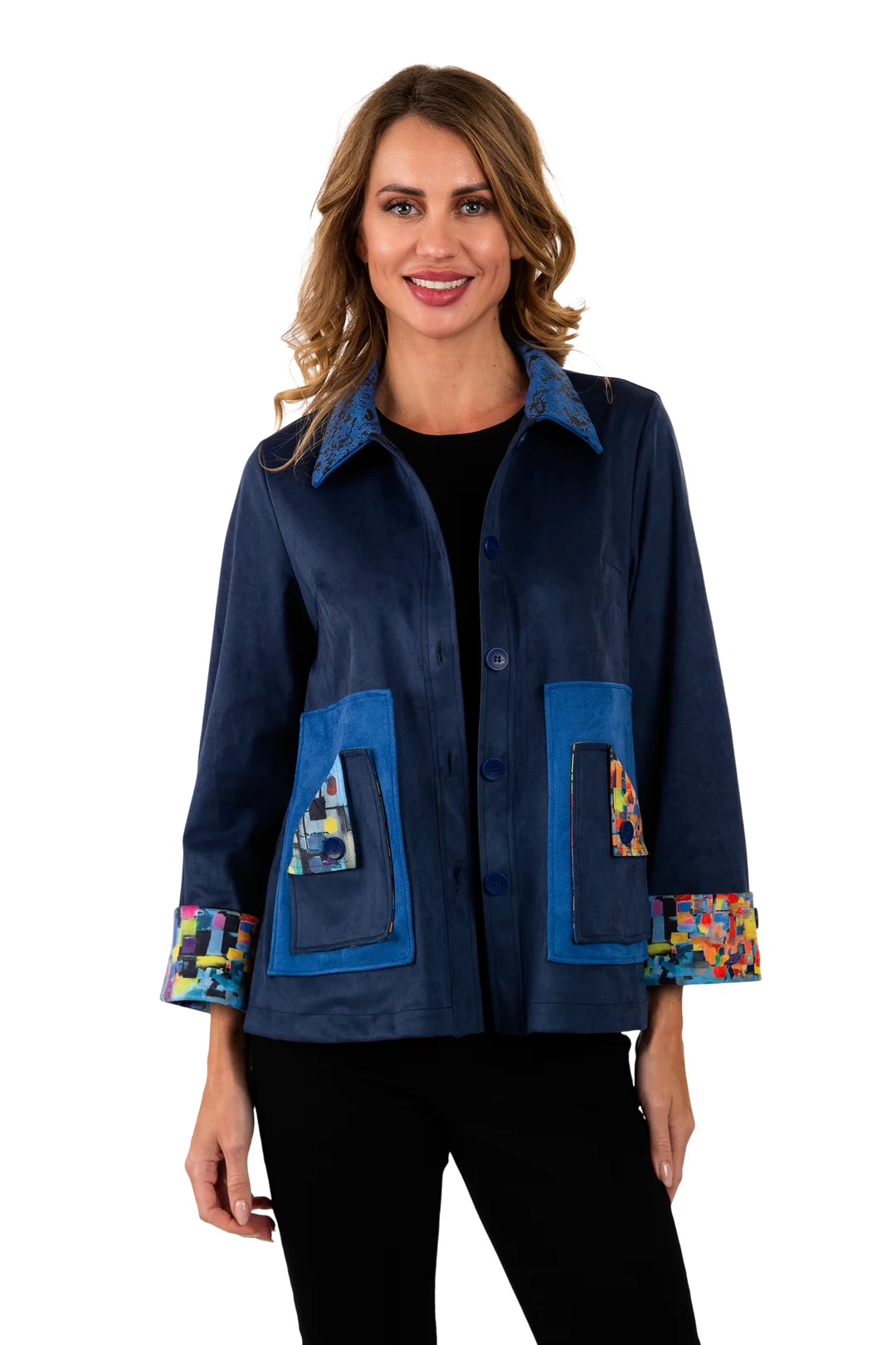Kali Ultrasuede Jacket Navy - Front View