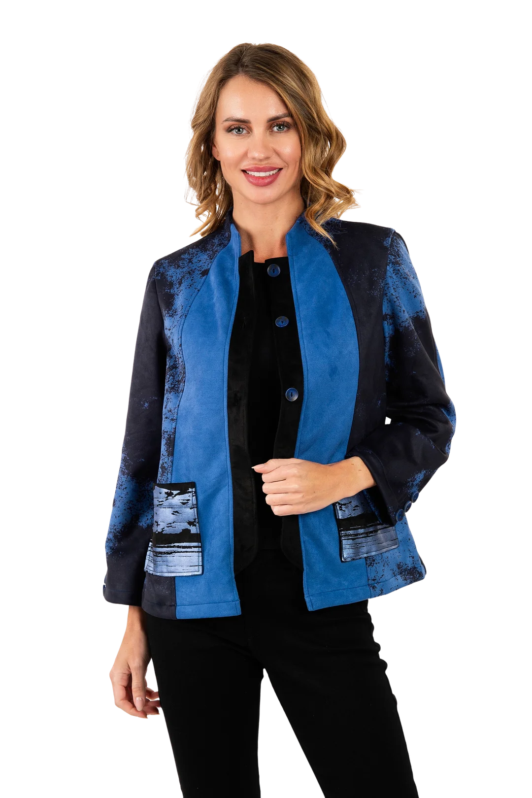 Bailey Ultrasuede Blazer Royal Blue - Front View