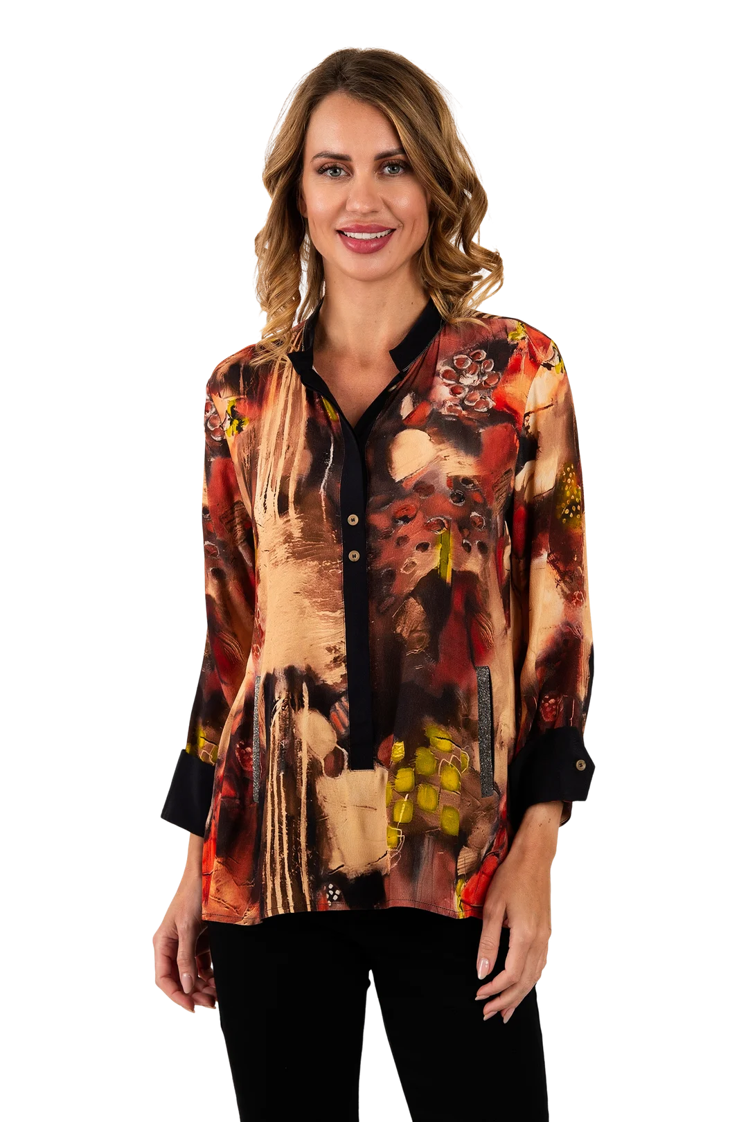 Hallie Blouse Brick - Front View