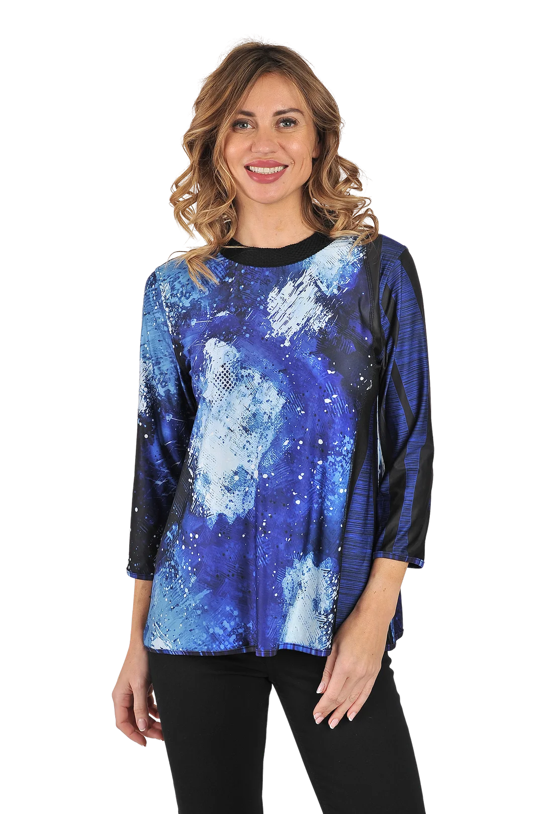 Laura Reversible Knit Top Blue - Front View