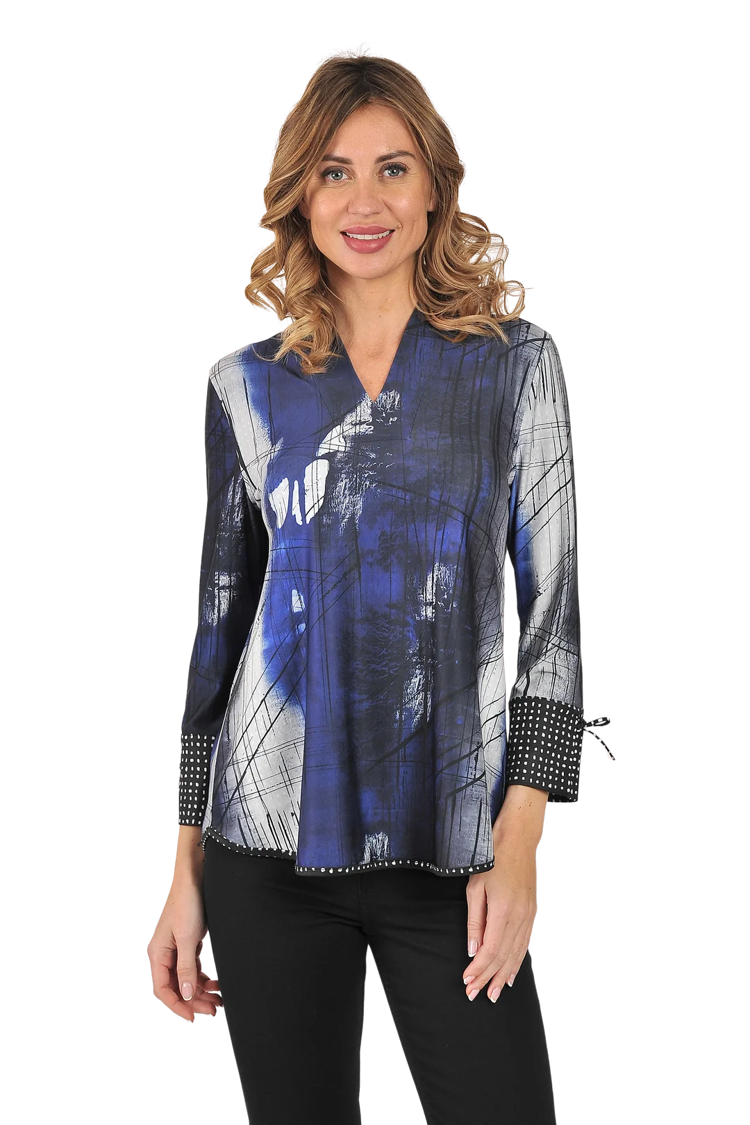 Esther Reversible Knit Top II Navy - Front View