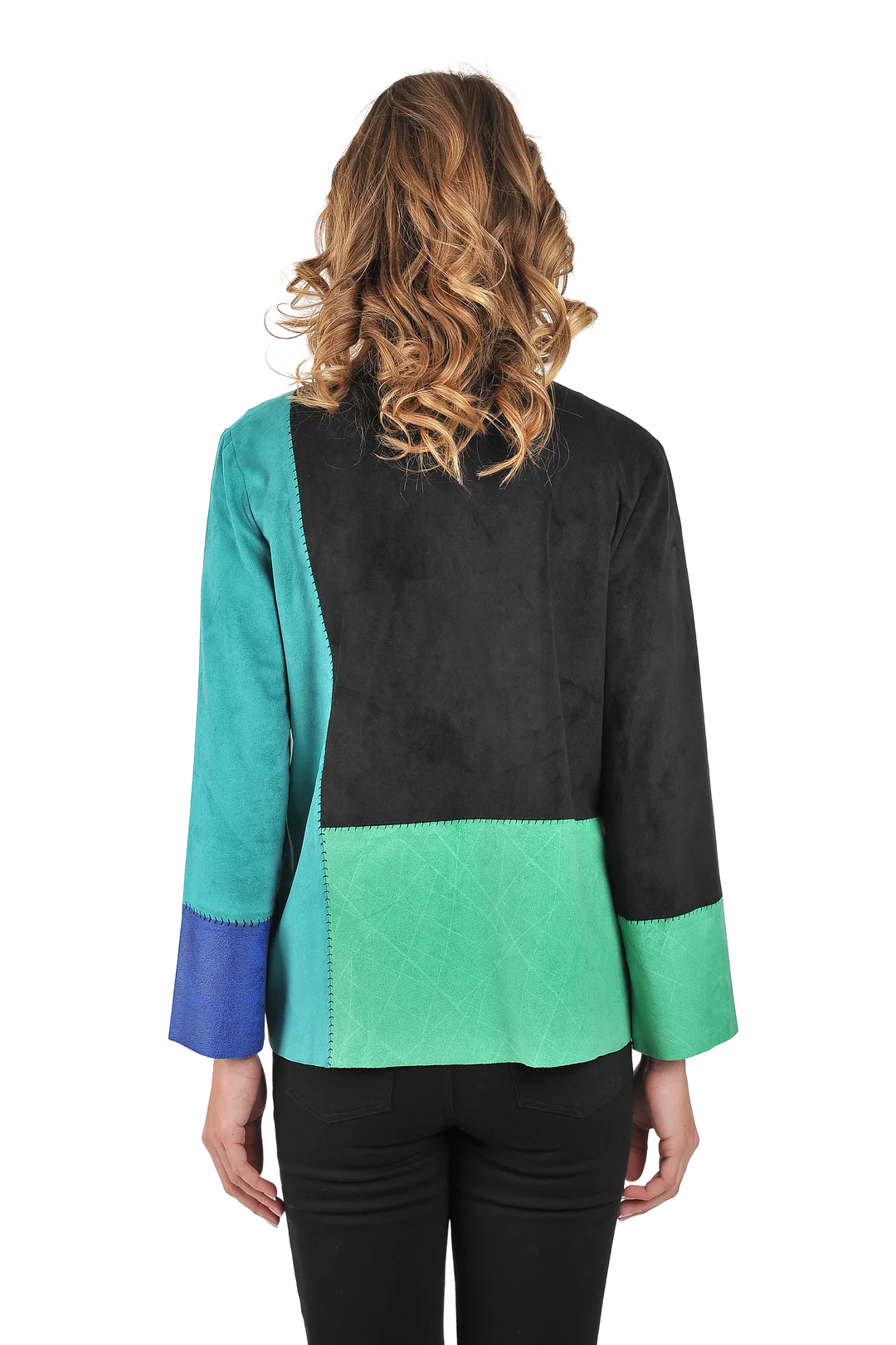 Clara Ultrasuede Jacket Teal Blue - Back View