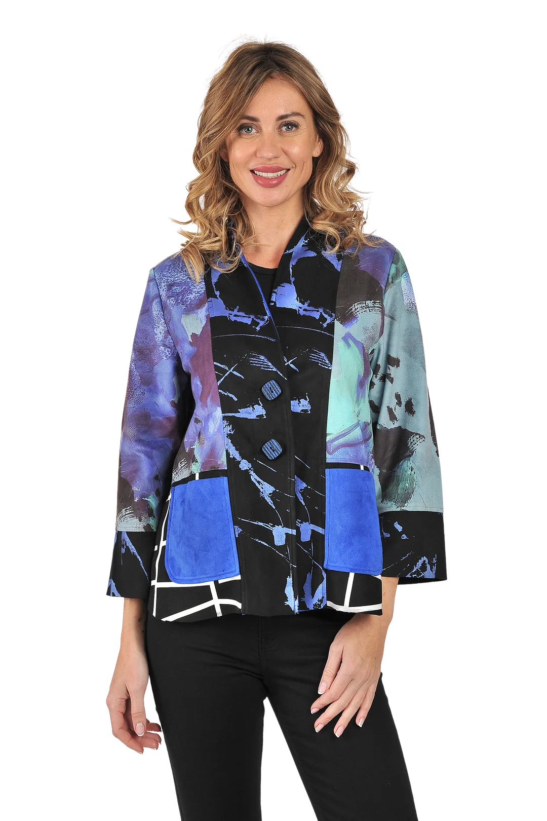 Iris Ultrasuede Jacket Blue - Front View