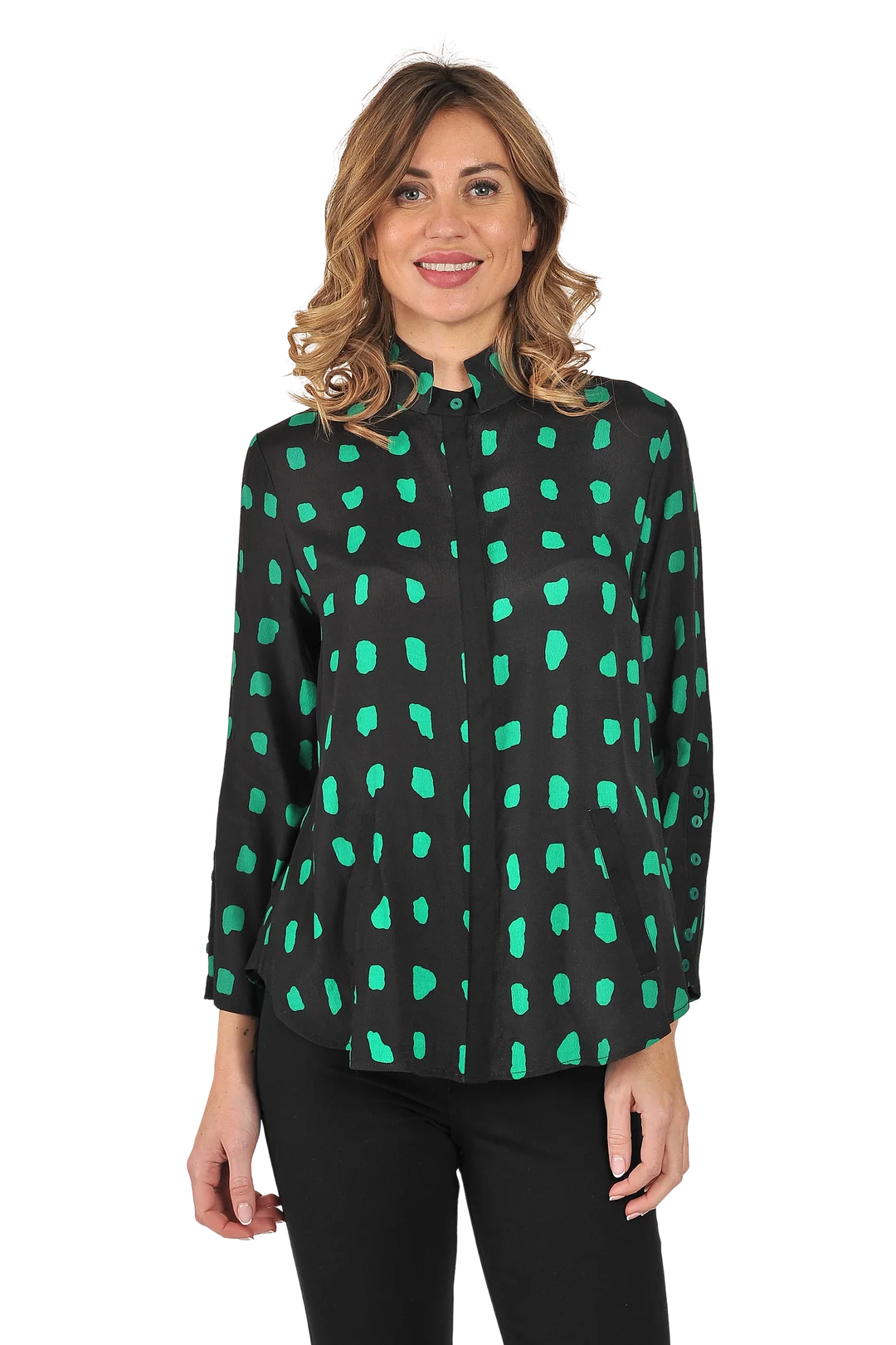 Maggie Blouse Golf Green - Front View