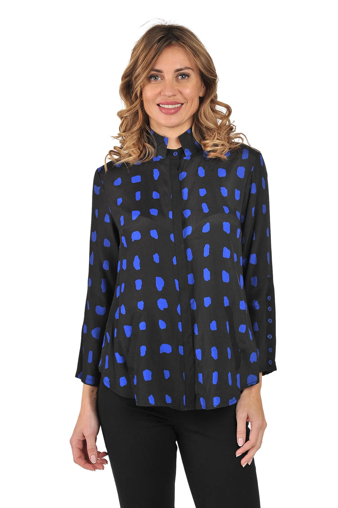 Maggie Blouse Royal Blue - Front View