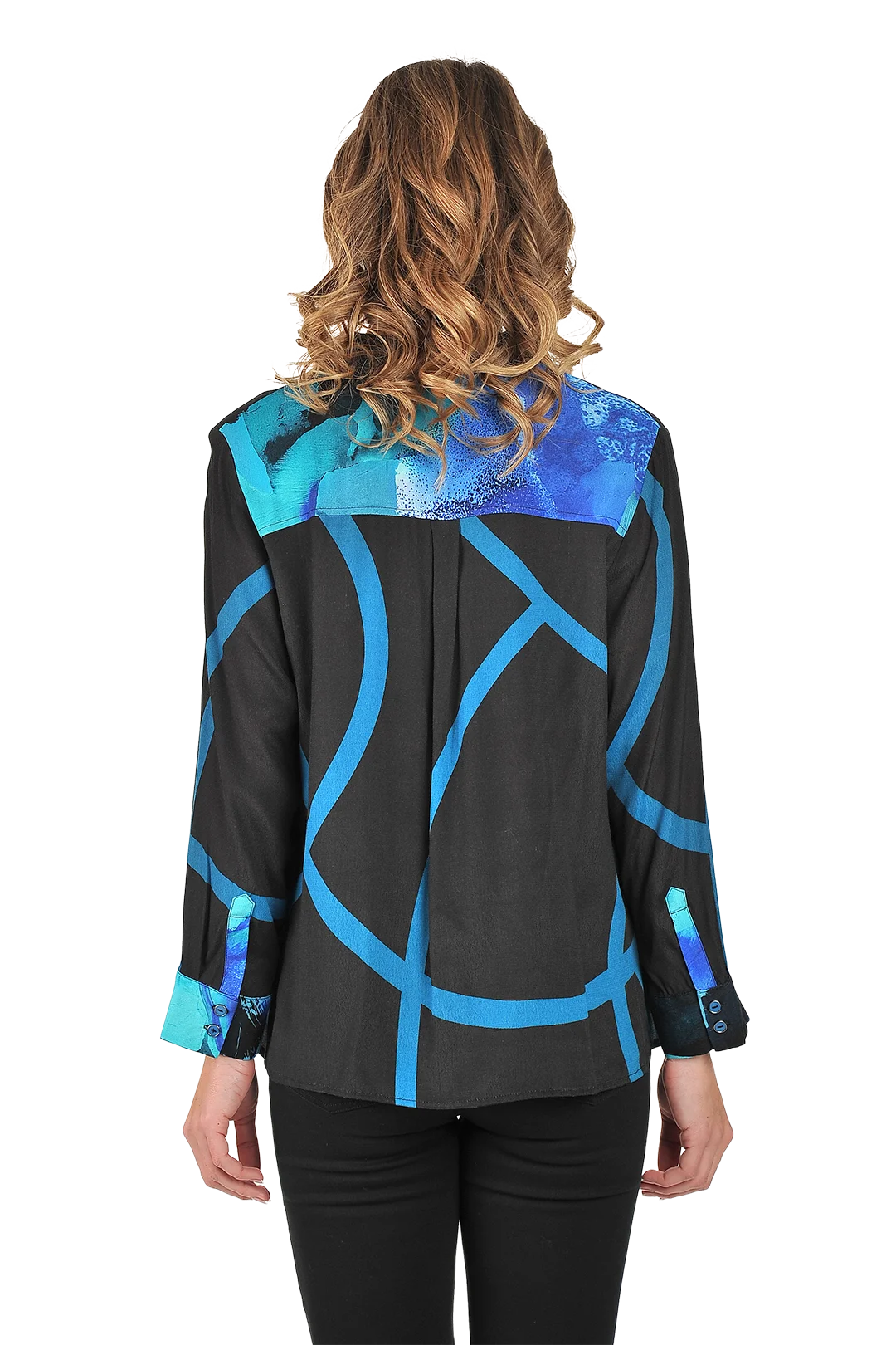 Jacqueline Blouse Lyons Blue - Back View