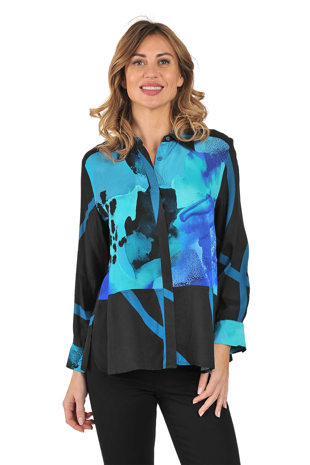 Jacqueline Blouse Lyons Blue - Front View