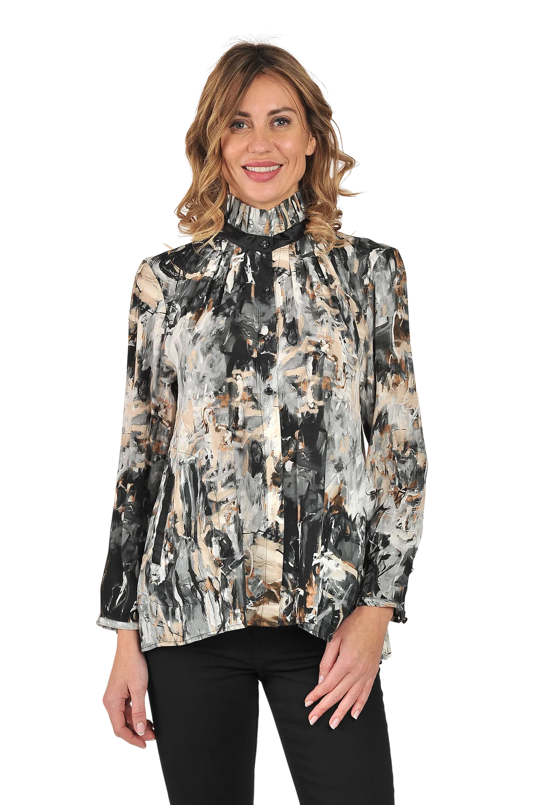 Victoria Blouse Gray - Front View