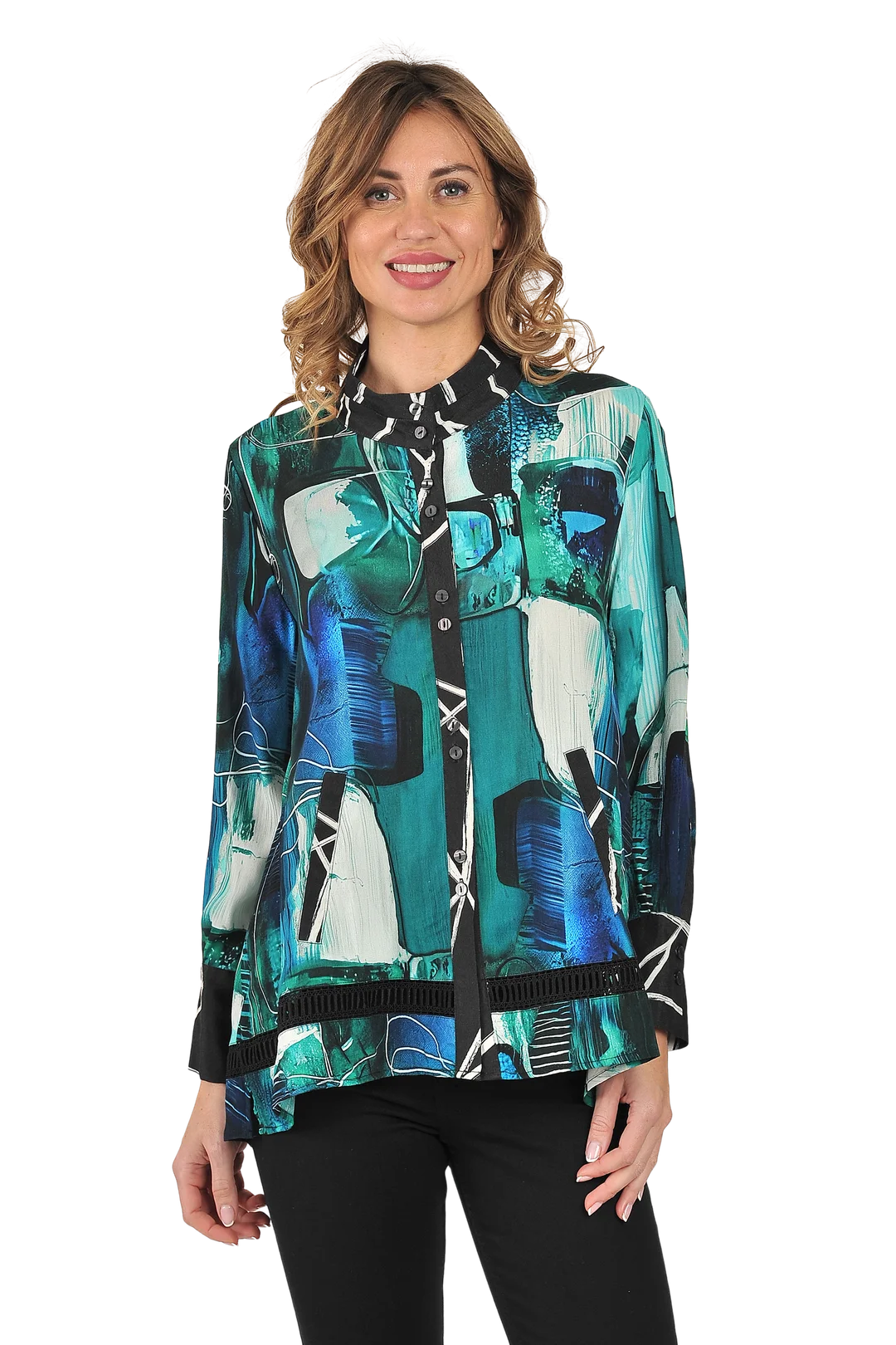 Millie Blouse Teal - Front View