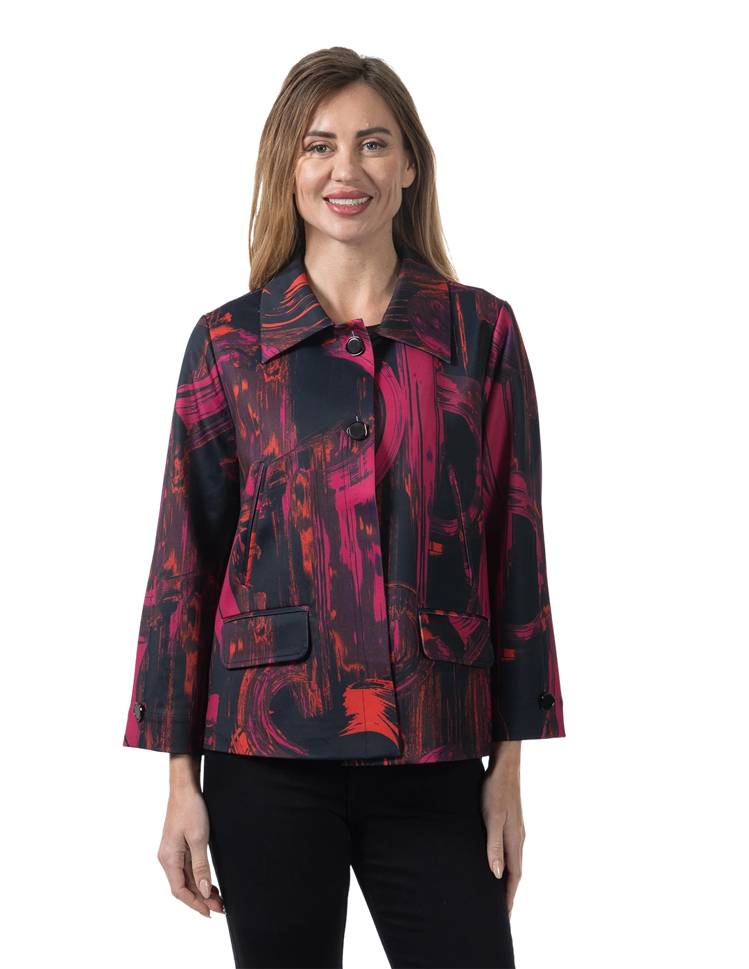 Adeline Ponte Jacket Fuchsia - Front View