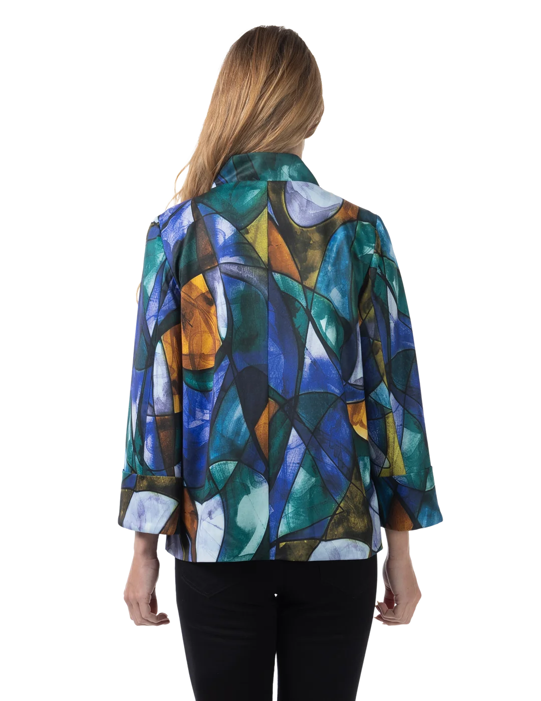 Zoey Ponte Jacket Blue - Back View