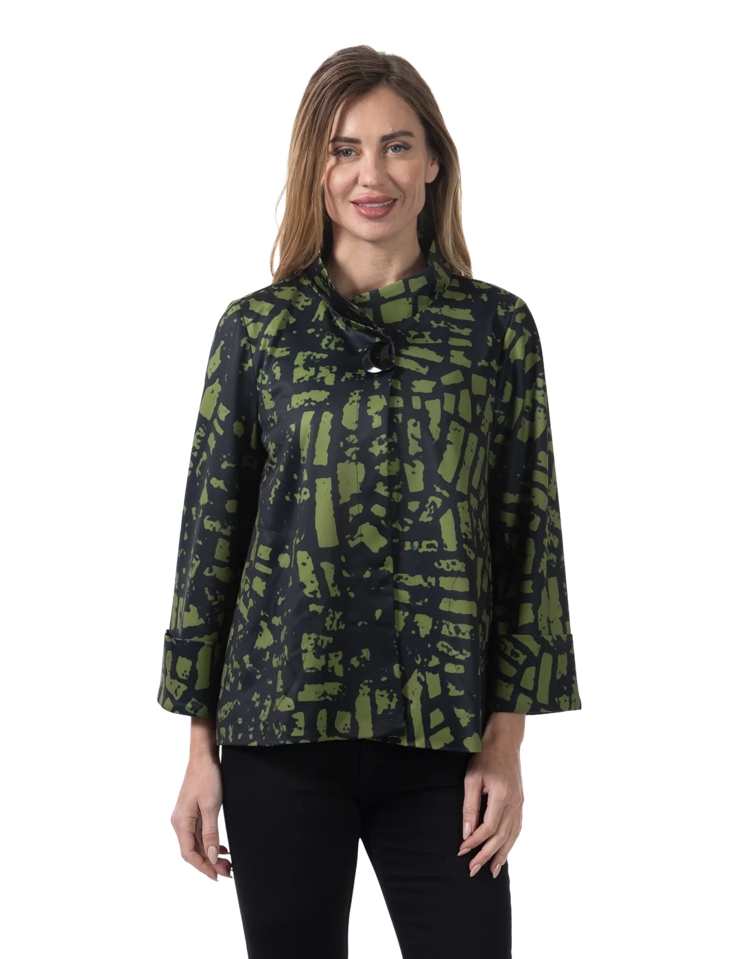 Zoey Ponte Jacket Calla Green - Front View