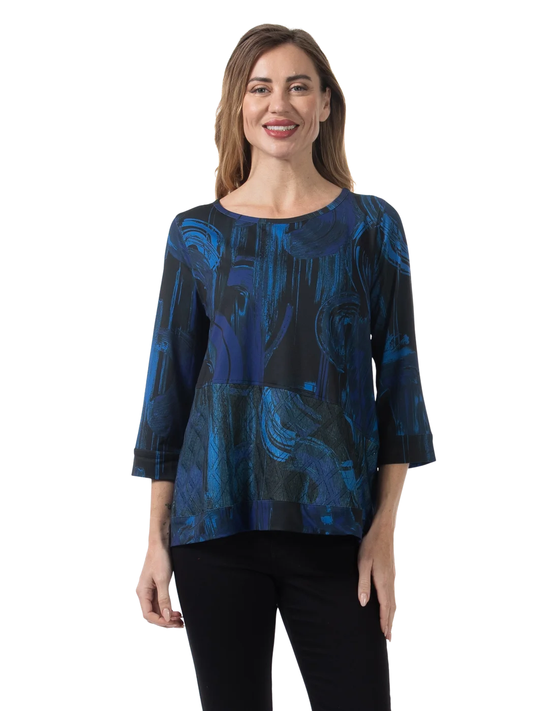 Paige Reversible Knit Top Blue - Front View