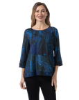 Paige Reversible Knit Top Blue - Front View