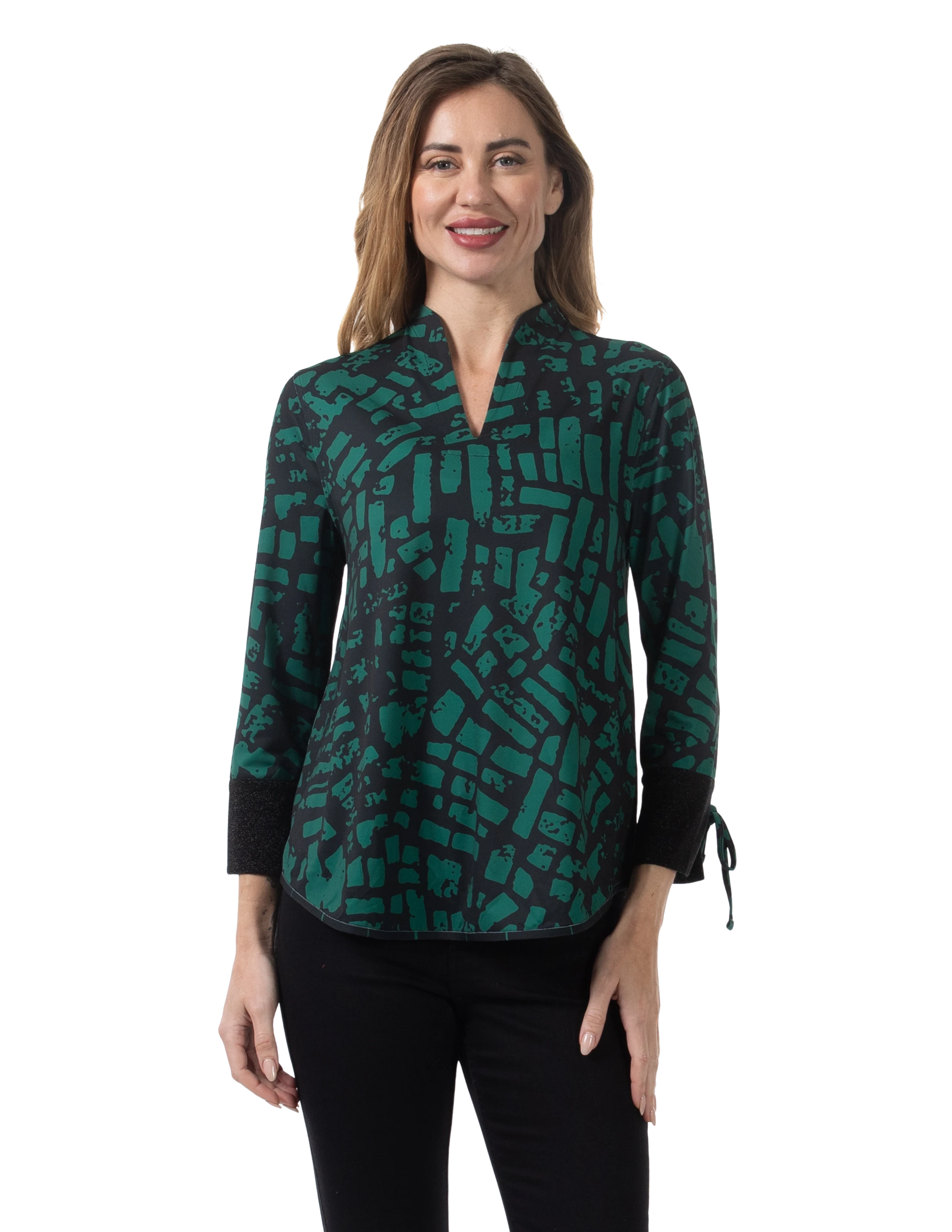 Esther Reversible Knit Top Evergreen - Front View