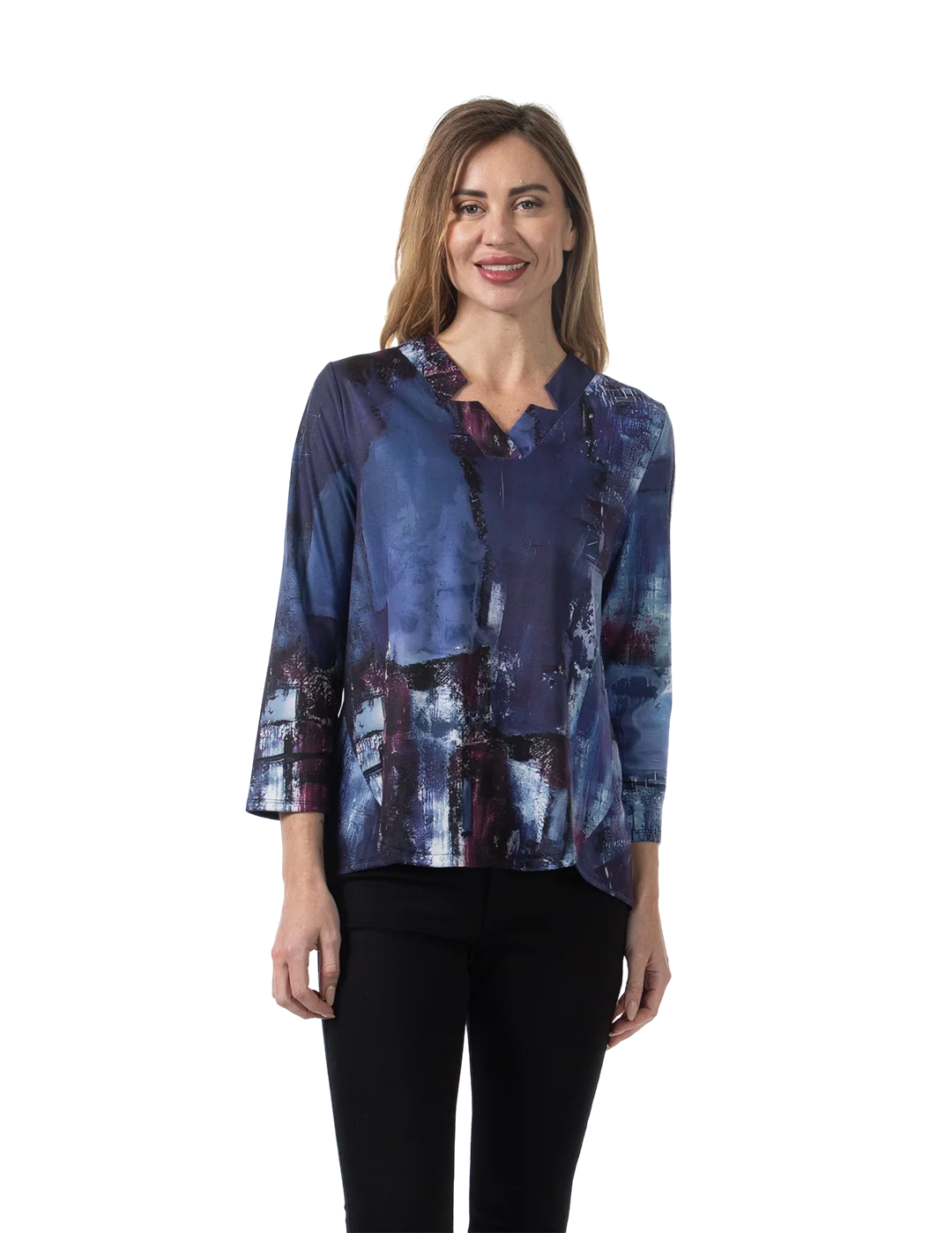 Malia Knit Top Navy - Front View