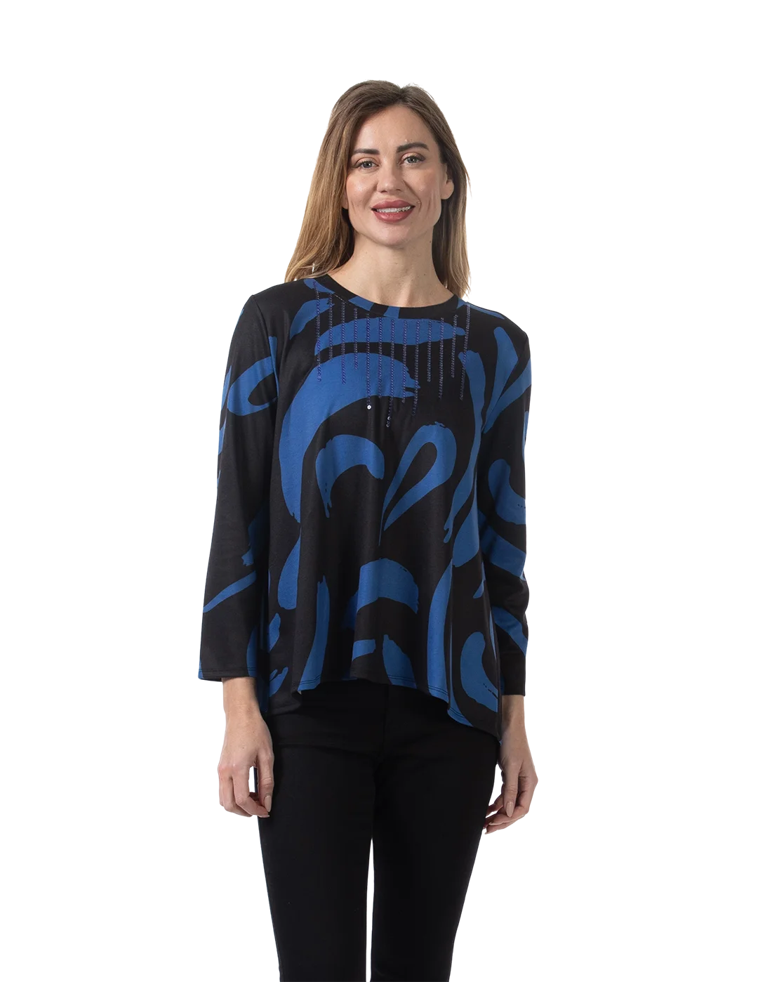 Rebecca Knit Top Blue Iolite - Front View