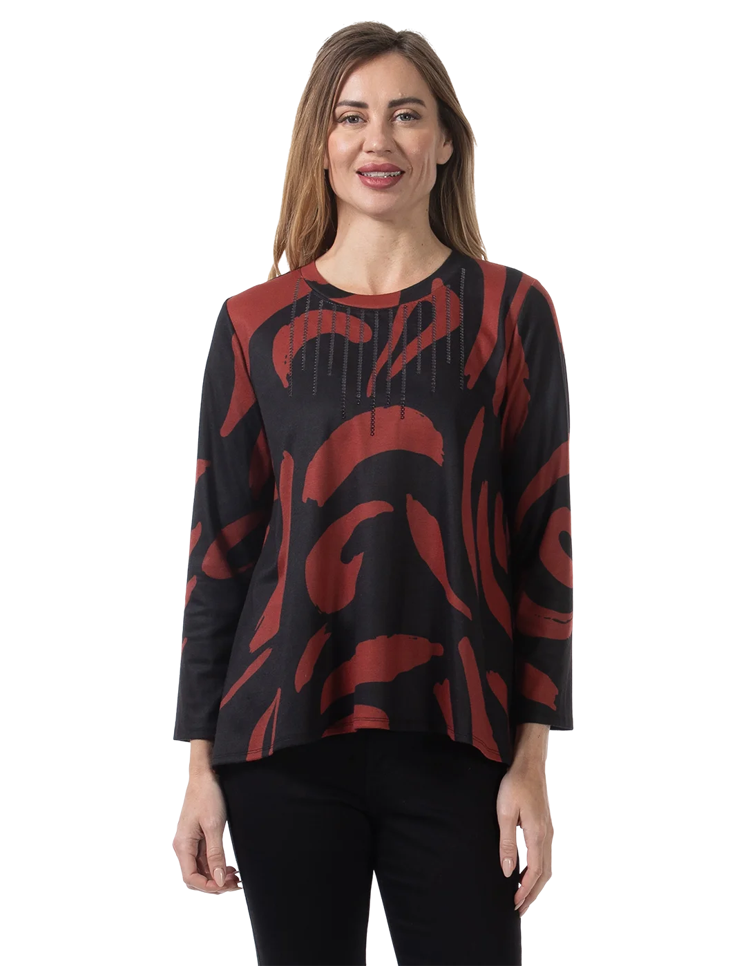 Rebecca Knit Top Maroon - Front View