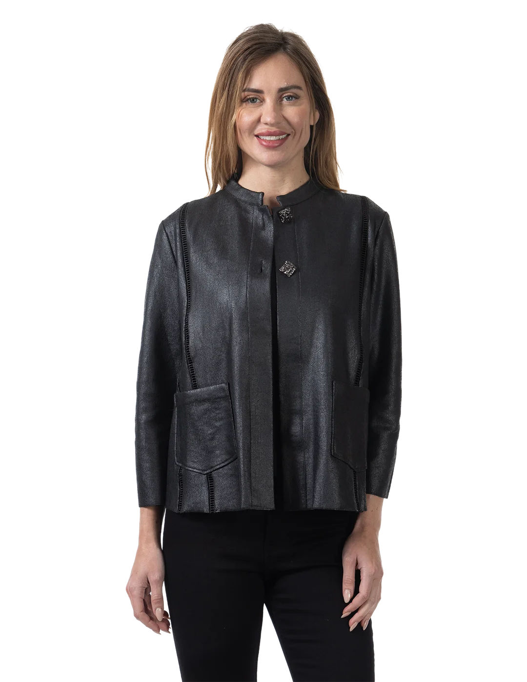 Audrey Ultrasuede Jacket Black - Front View