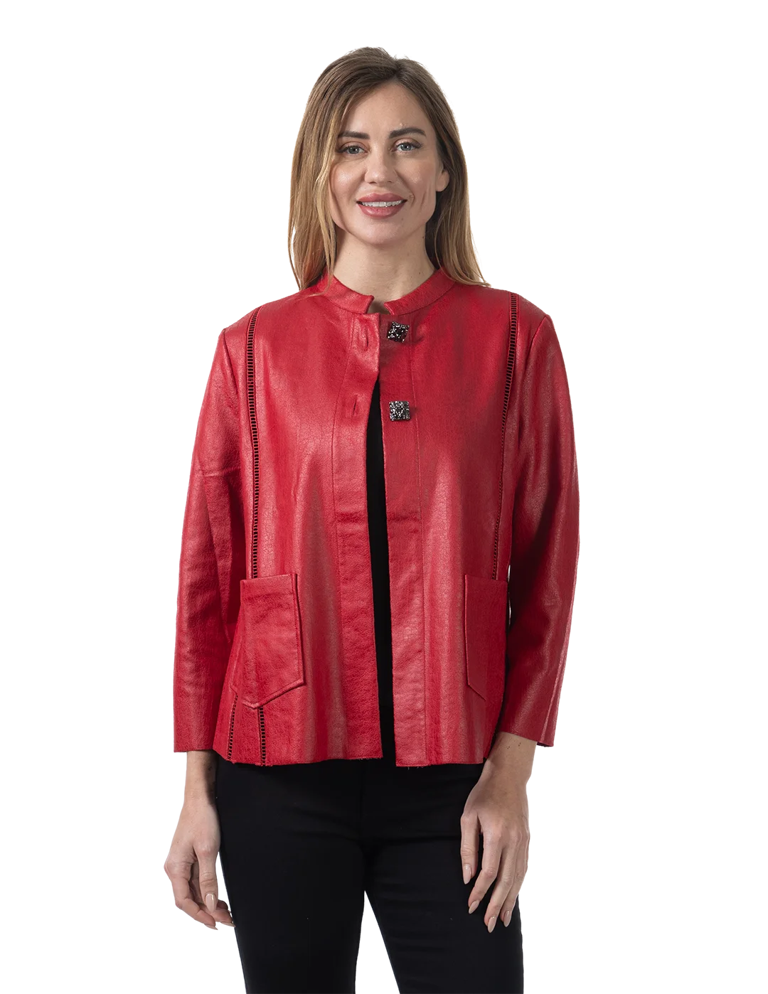 Audrey Ultrasuede Jacket Red - Front View