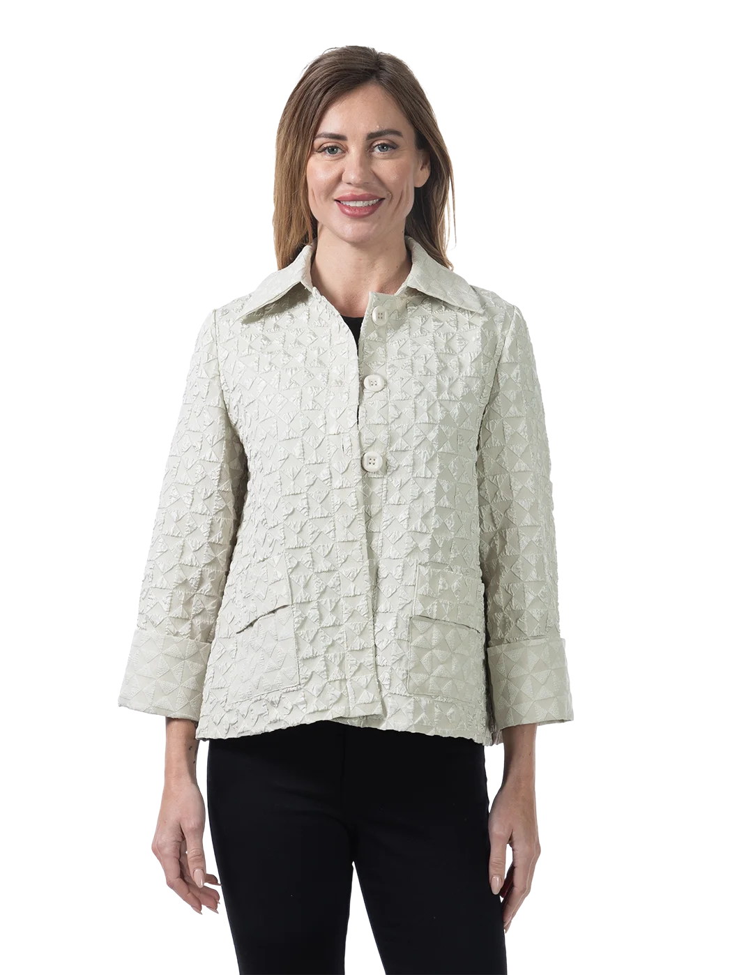 Sara Pucker Jacket Overcast - Front View