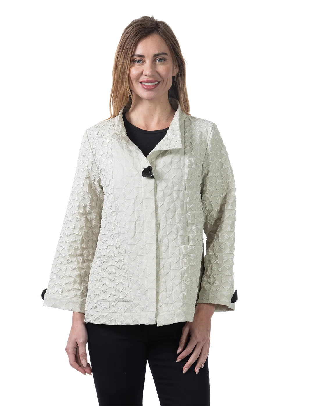 Zoey Pucker Jacket Overcast - Front View
