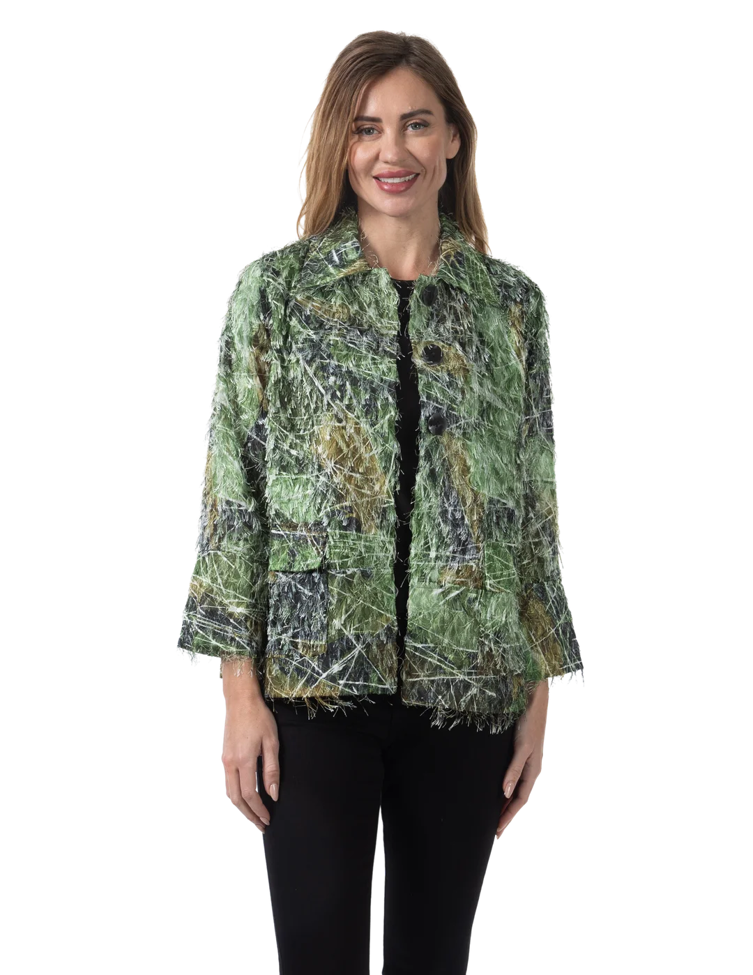 Stella Eyelash Jacket Avocado - Front View