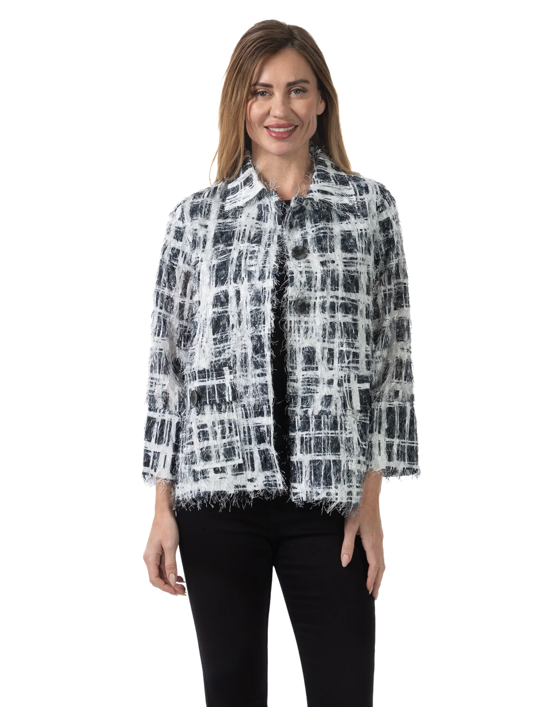 Stella Eyelash Jacket Black - Front View