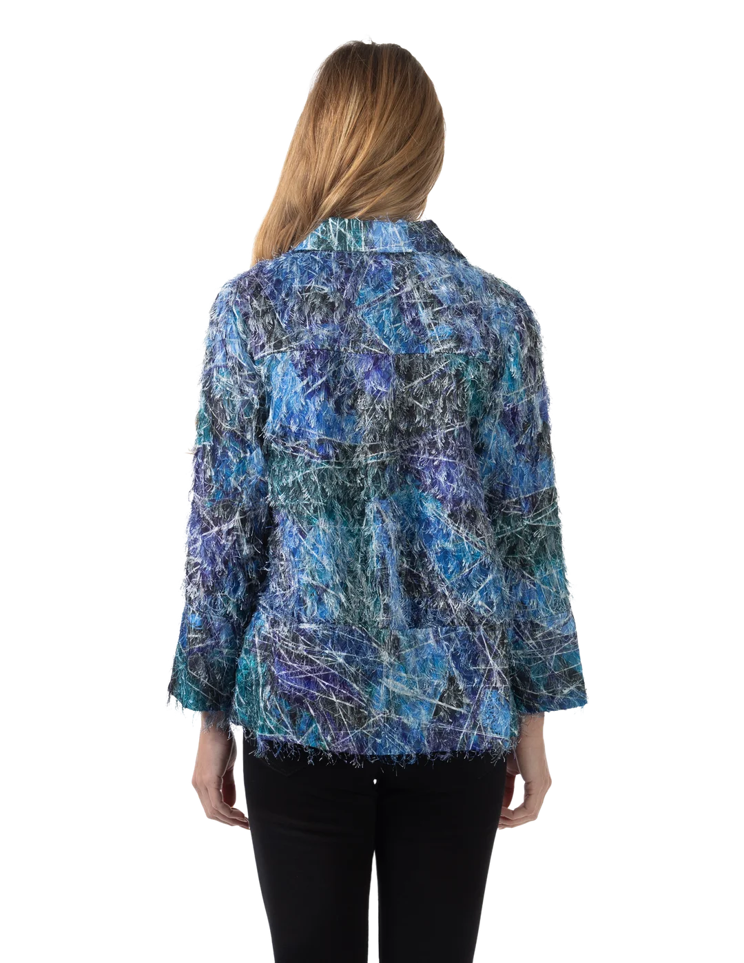 Stella Eyelash Jacket Blue - Back View