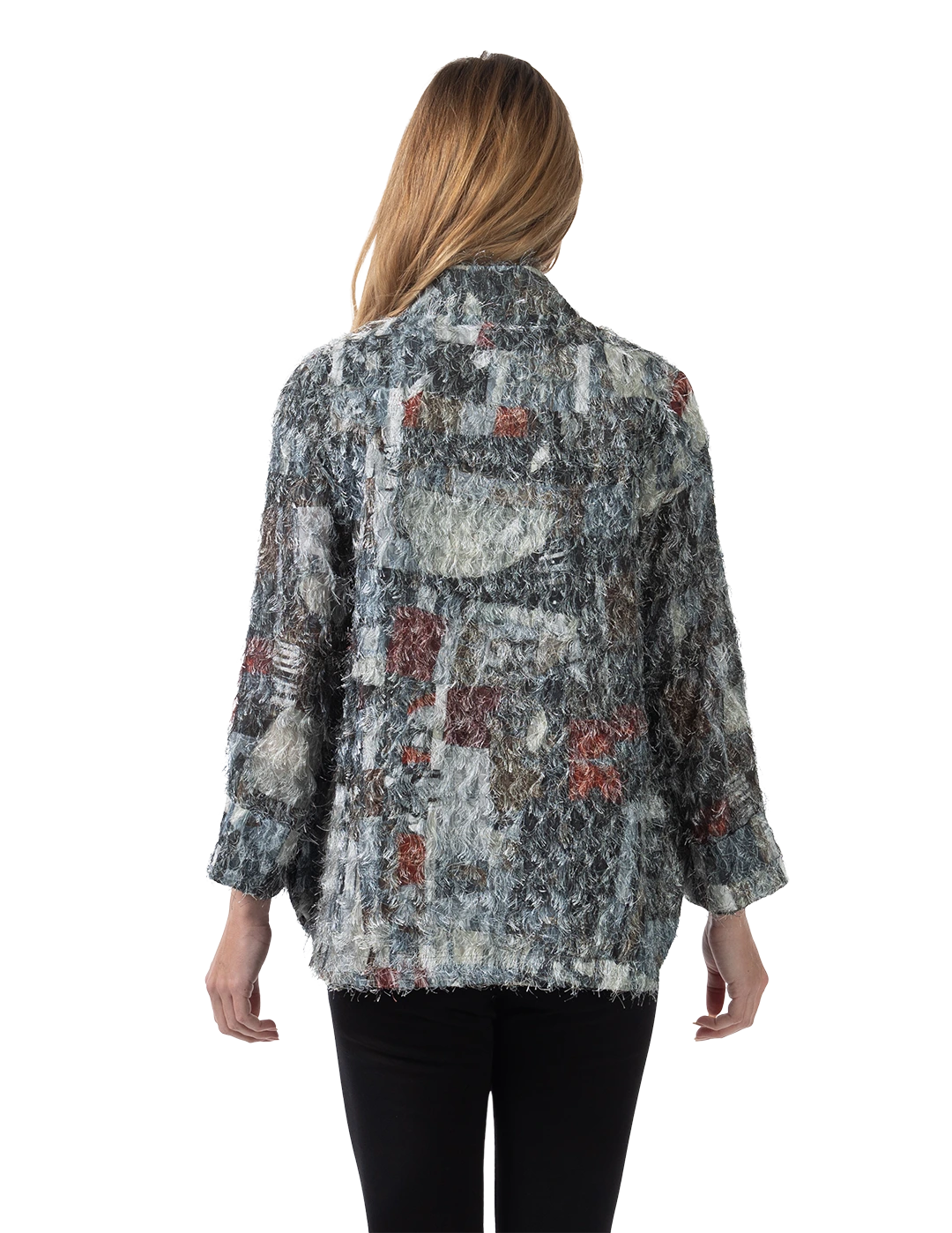 Anna Eyelash Jacket Gray - Back View