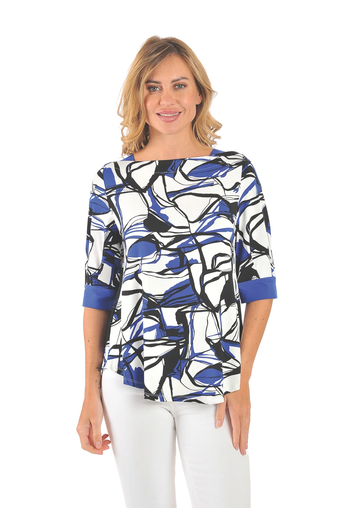 Zuri Knit Top Surf - Front View
