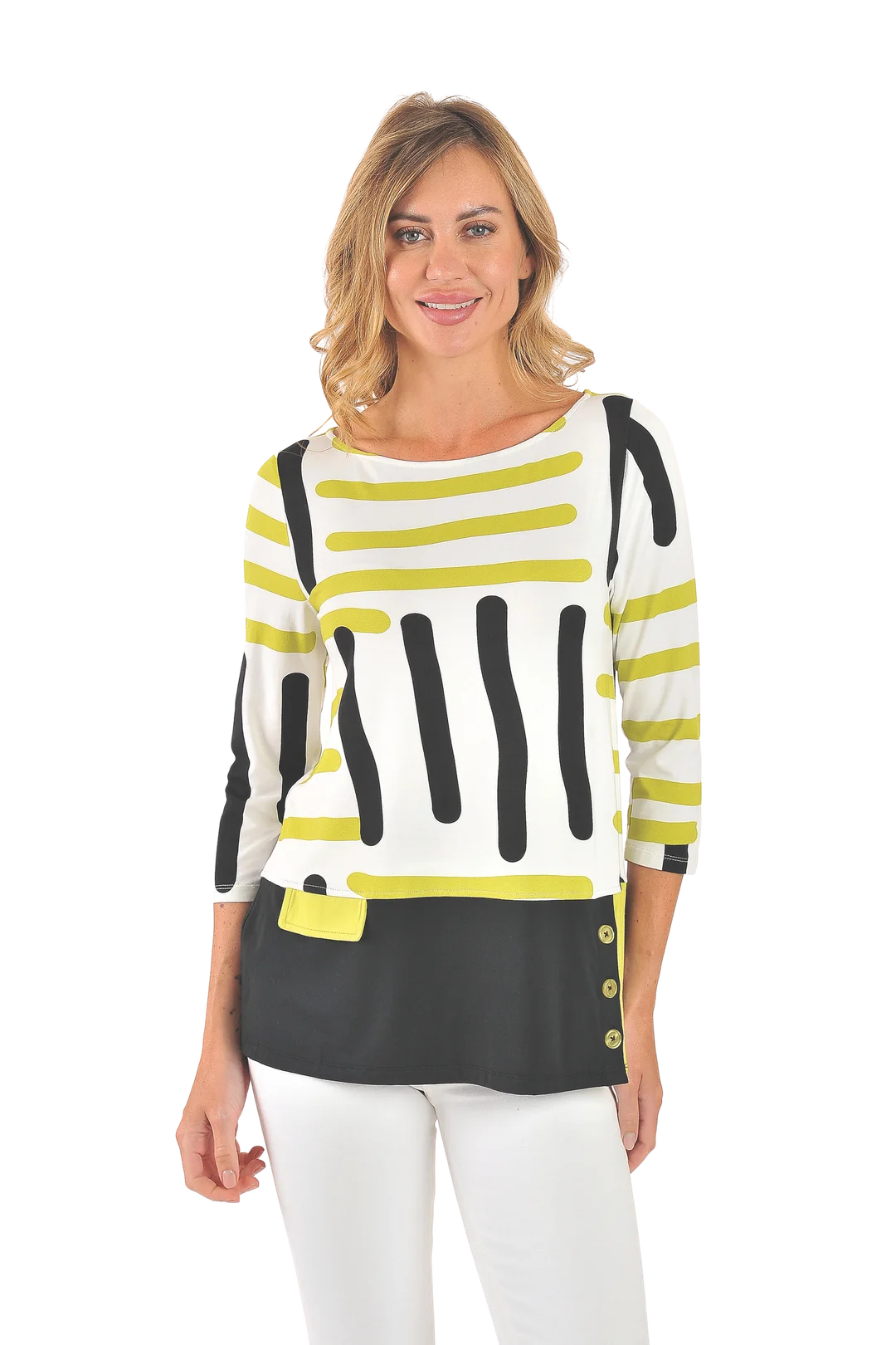 Elle Knit Top Apple Green - Front View