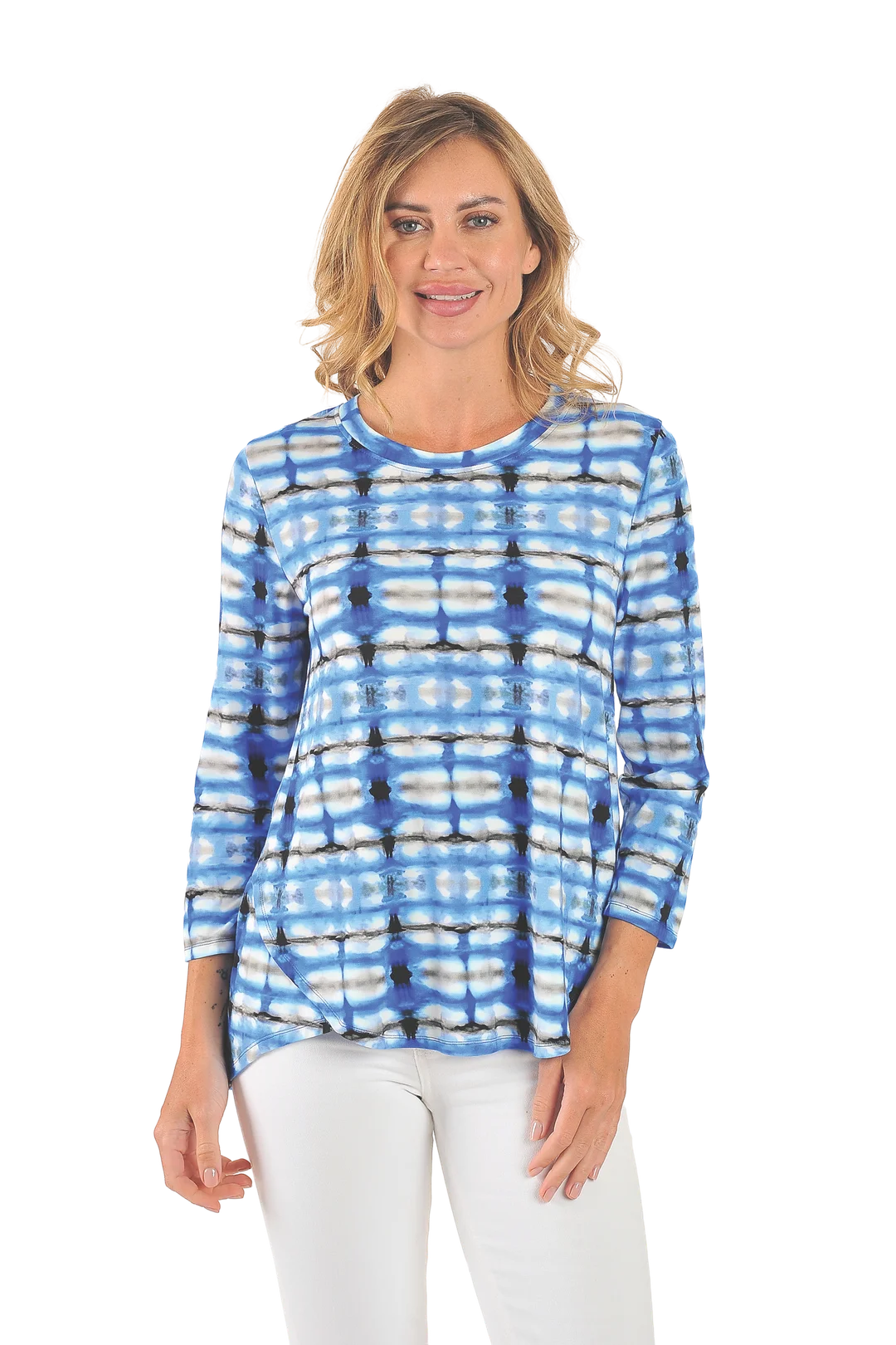 Irene Knit Top Blue - Front View