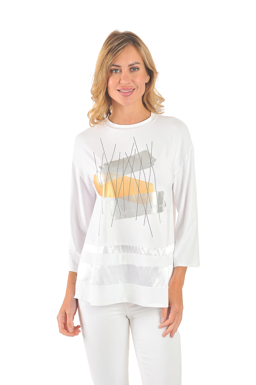 Madison Knit Top White - Front View
