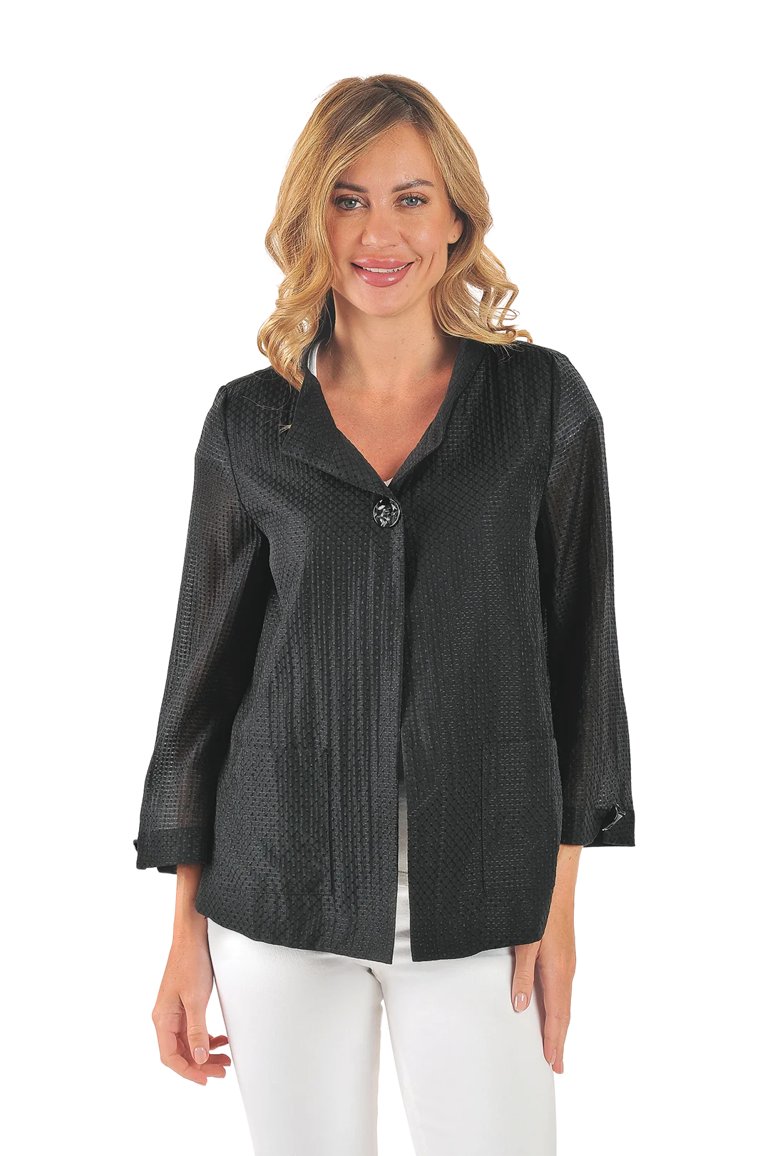 Mia Organza Jacket Black - Front View