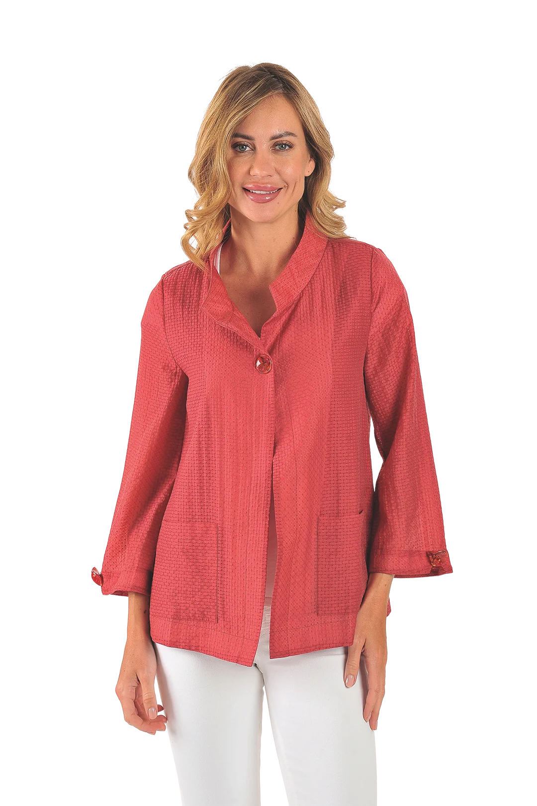 Mia Organza Jacket Garnet Rose - Front View