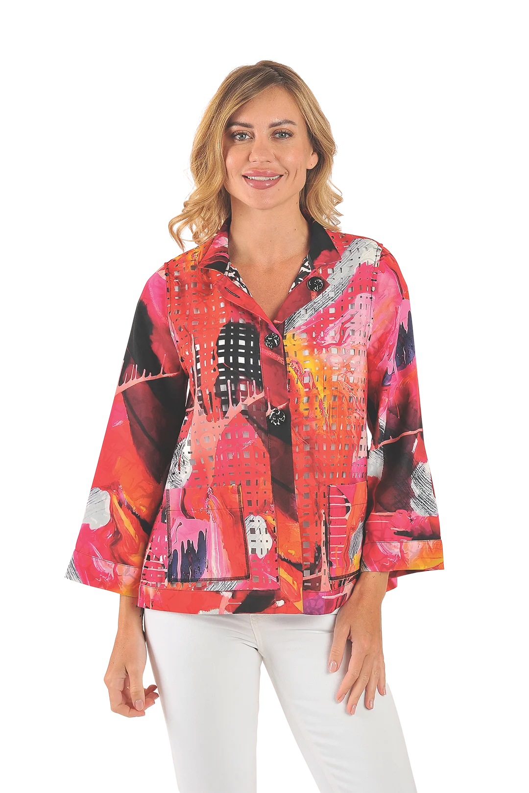 Charlotte Reversible Jacket Rose Red - Front View