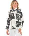 Victoria Printed Blouse Black - Front View