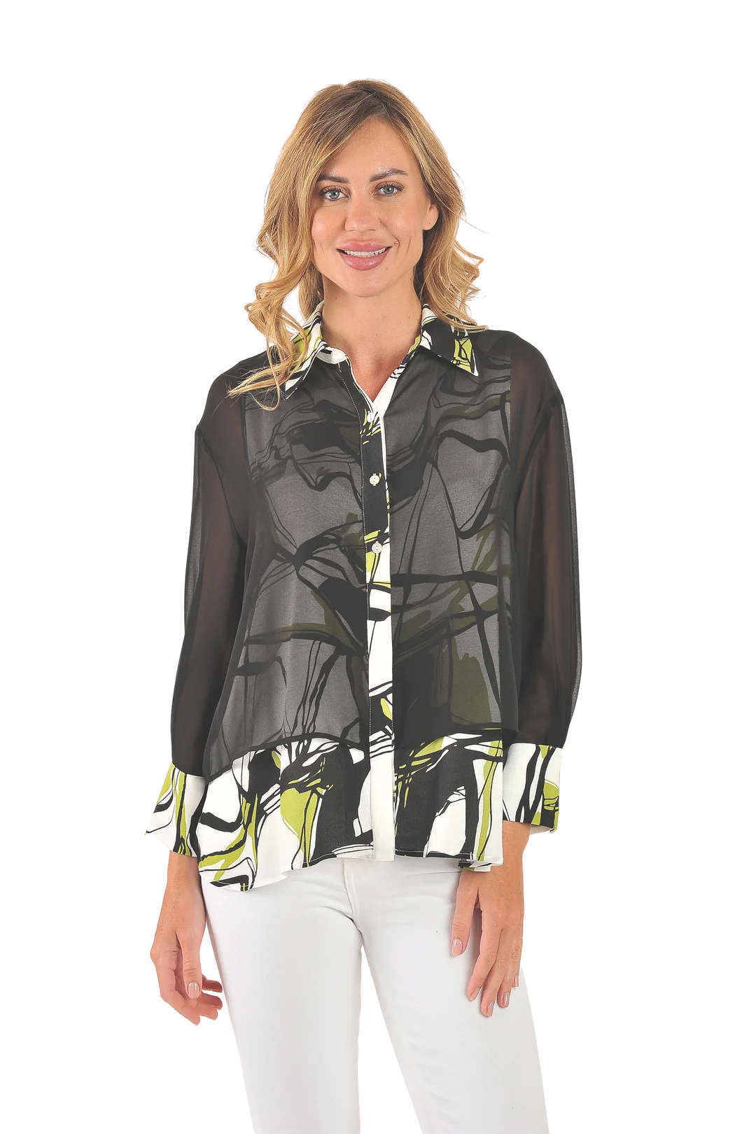 Taylor Layered Blouse Apple Green - Front View