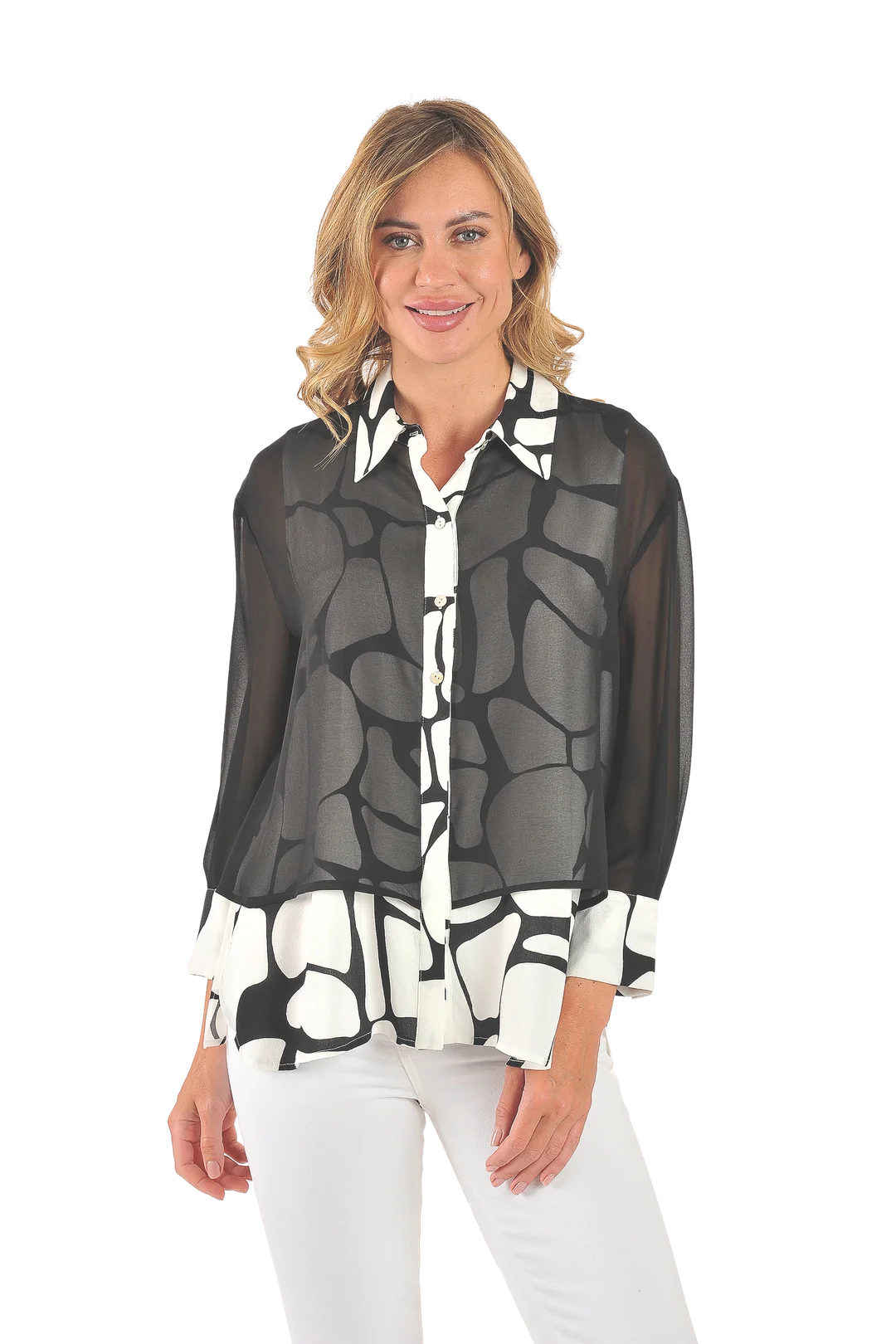 Taylor Layered Blouse Black - Front View