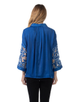 Kyla Eyelet Blouse Vertical Blue - Back View