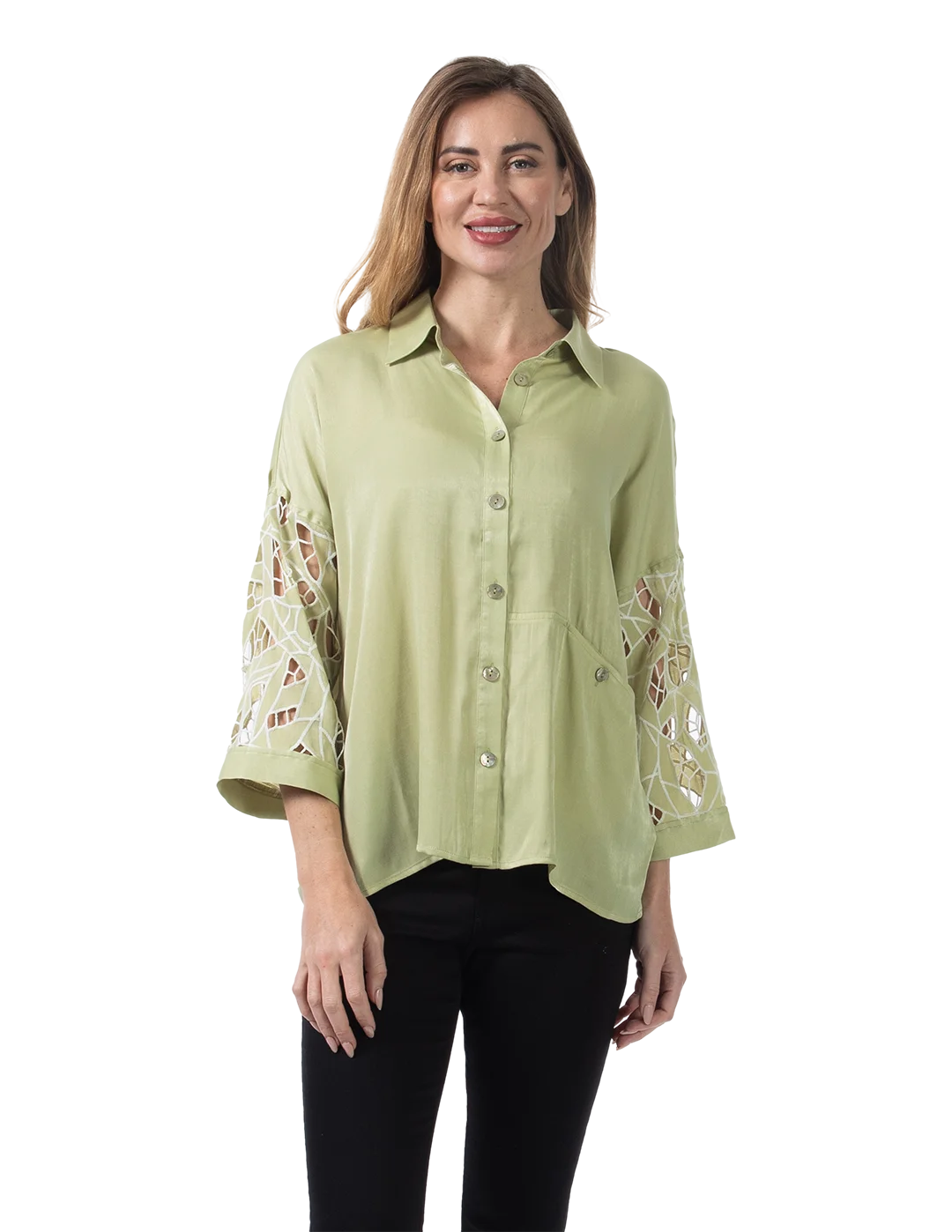 Kyla Eyelet Blouse Winter Pear - Front View
