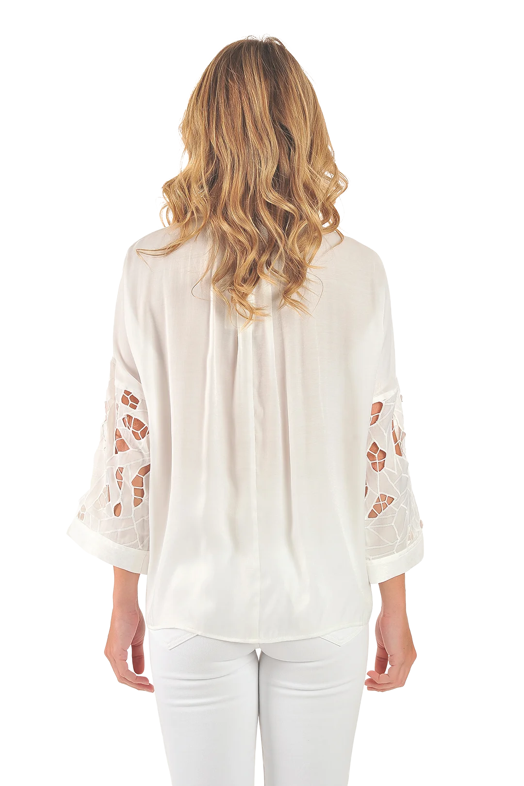 Kyla Eyelet Blouse White - Back View